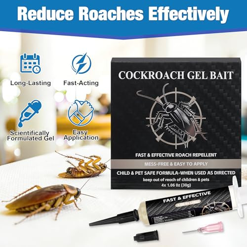 4 Tubes Cockroach Gel Bait for Home Indoor Outdoor,Powerful Roach Repellent