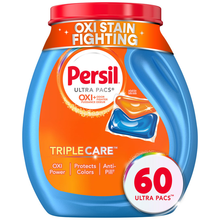 Persil Advanced Clean Oxi+Odor Power Ultra Pacs Laundry Detergent, 60 Count