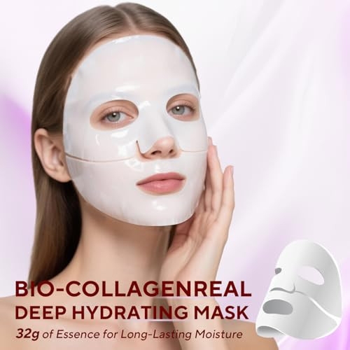 Nityrliv Collagen Face Mask, 4 Pack Bio-Collagen Real Deep Mask Overnight Hydrating Face Mask for All Skin