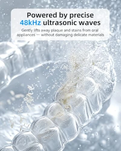KUNPHY Ultrasonic Retainer Cleaner Machine, 48kHz Dental Cleaning Pod