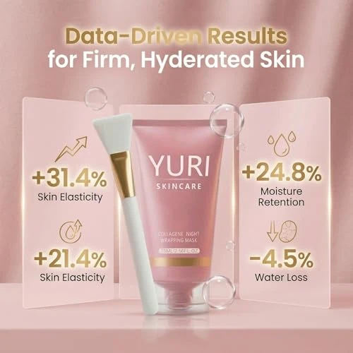 Yuri Skincare Collagen Mask, Collagen Night Wrapping Mask, Korean Skin Care Collagen Overnight Glass Skin Peel Off Face