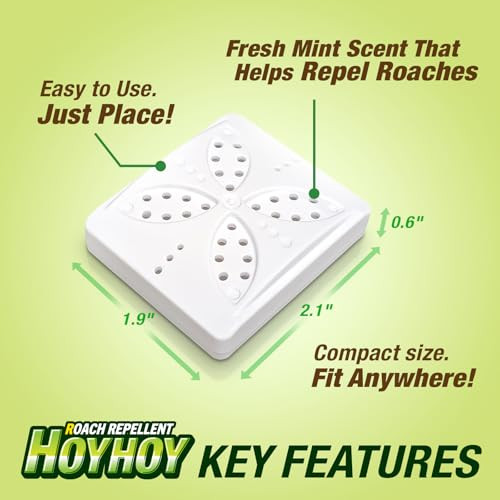 HOY HOY Roach Repellent for Kitchen & Cabinets, Natural Essential Oil Repellent with Mint Scent, Easy Open-and-Place,