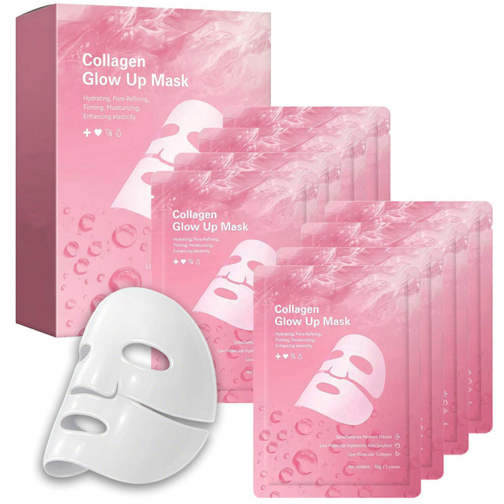 DiuGouNi Collagen Face Mask Overnight - Transparent Transforming Korean Hydrogel Mask - Active Complex& Low Molecular
