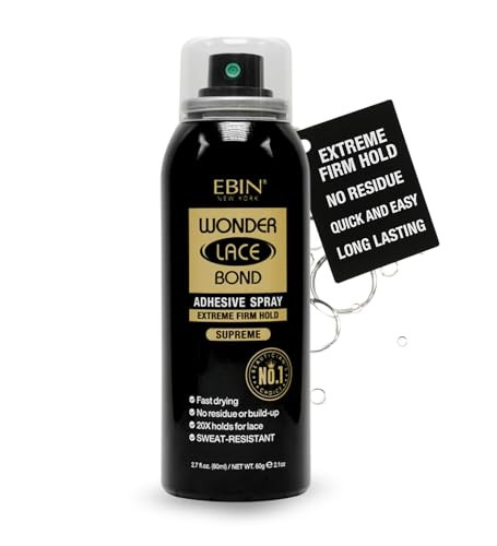 Wonder Lace Bond Adhesive Spray - Supreme (Extreme Firm Hold), 2.7 fl. oz./ 80ml | Fast Drying, No Residue, No Build up, Powerful Hold, All-Day Hold,