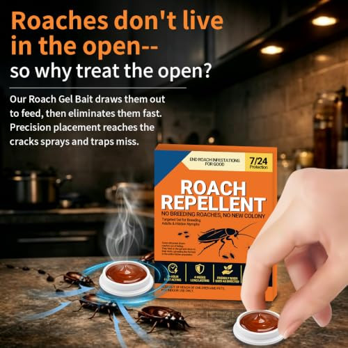 40PCS Roach Gel Bait, Cockroach Stations for Indoor Infestations, Effective Nest Treatment for Small to Large