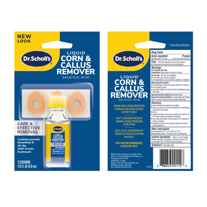 Dr. Scholl's Liquid Corn & Callus Remover, 0.33 Ounce // Removes Corns & Calluses Fast with Cushions that Provide