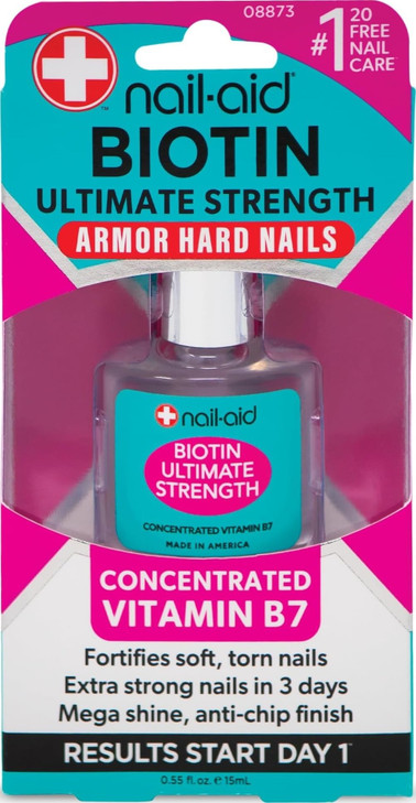 Nail-Aid Biotin Ultimate Strength Nail Strengthener  Vitamin B7 Treatment for Weak, Thin & Peeling Nails  Helps Grow
