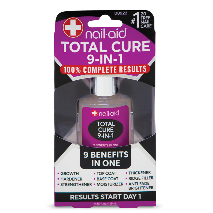 Nail-Aid Total Cure 9-in-1 Nail Strengthener  Growth Treatment, Hardener, Base Coat & Top Coat in One  Intensive