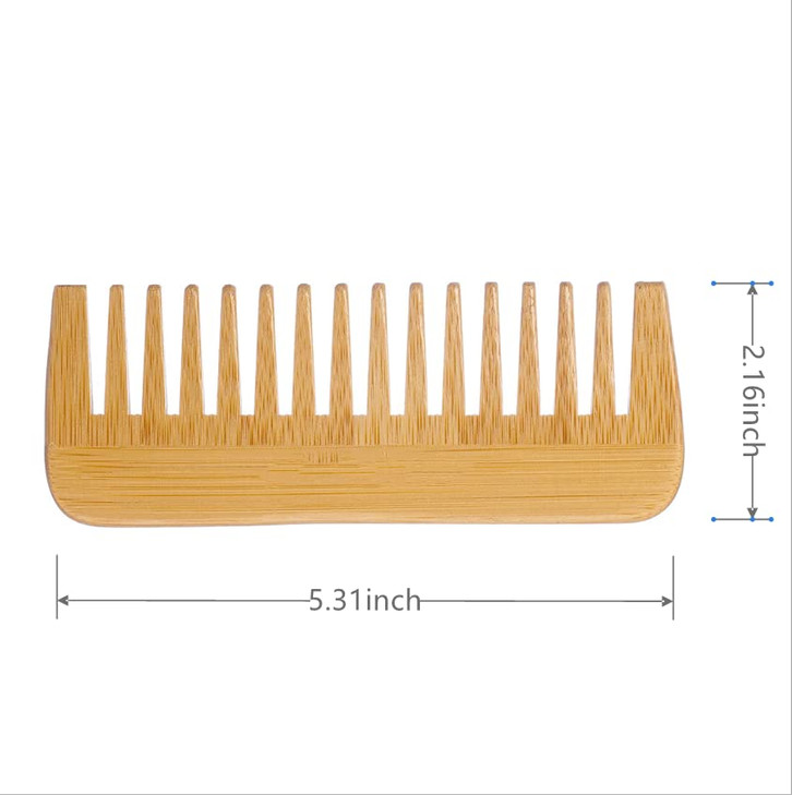 Mnixy Wide-Tooth Bamboo Hair Detangling Comb, No Handle, Anti-Static, For Long Hair