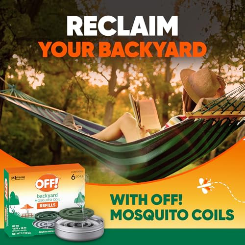 OFF! Backyard Mosquito Repellent Coil Refills, Perfect for Outdoor Patios Country Fresh Scent, 6 Count