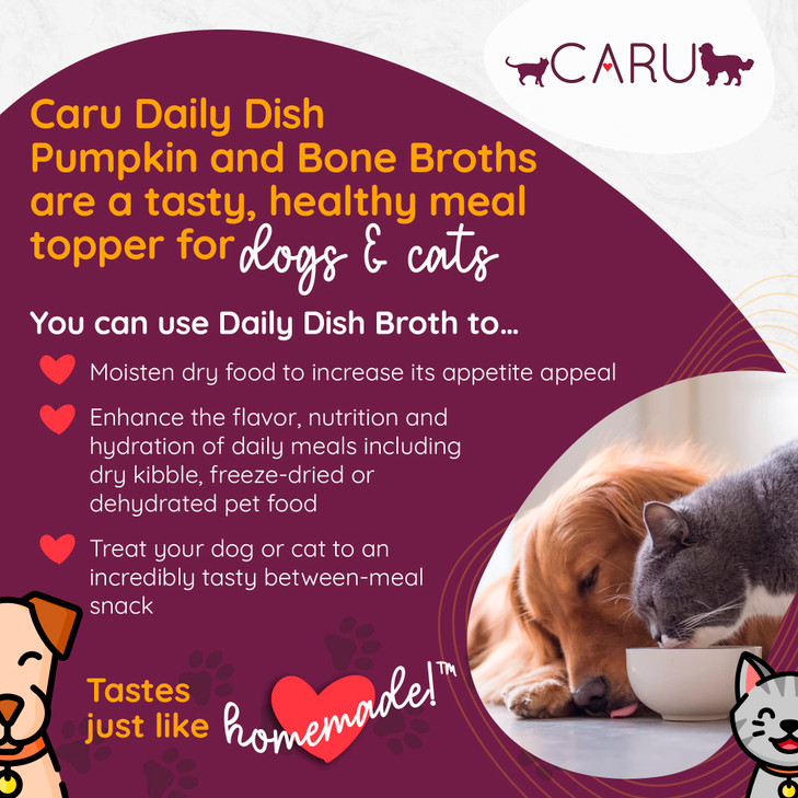 Caru Daily Dish Beef Bone Broth, Topper  Dogs & Cats  17.6 oz, 1 Pack