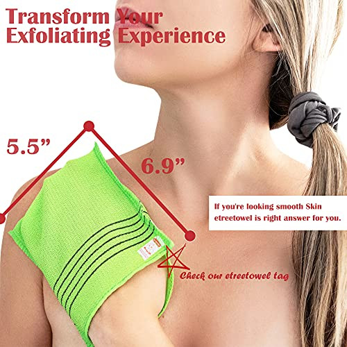 etreetowel Anti-Shrink Korean Asian Exfoliating Bath Washcloths Mitt Scrub for Body washcloth Glove Premium Viscose