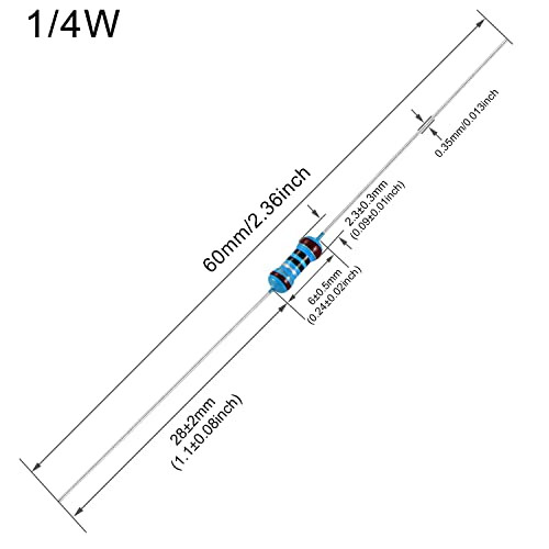 EDGELEC 100pcs 1K ohm Resistor 1/4w (0.25 Watt) ±1% Tolerance Metal Film Fixed Resistor, Multiple Values of Resistance