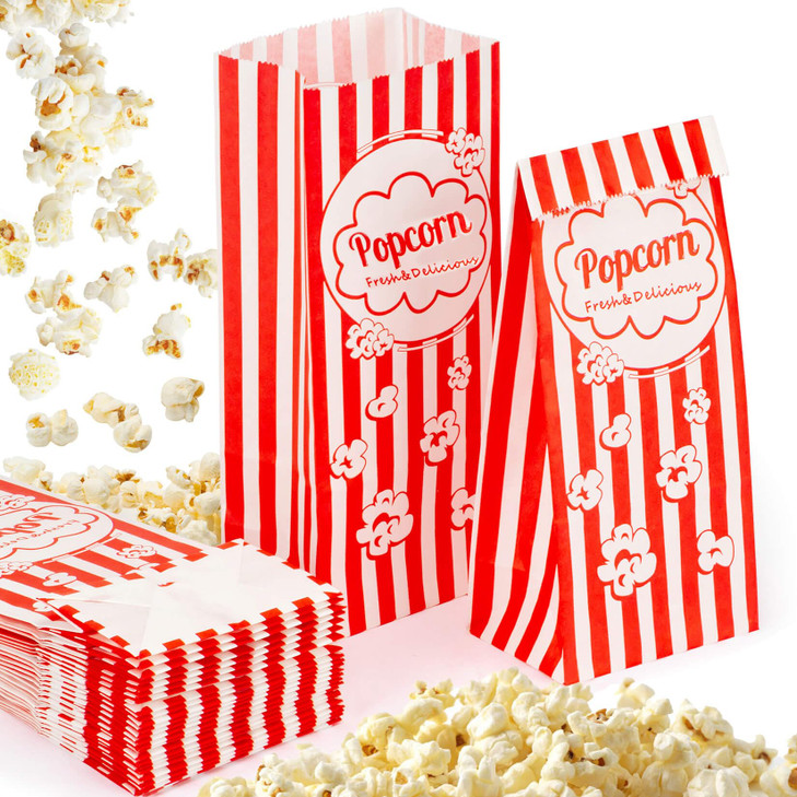 MAQIHAN 50pcs Popcorn Bags 1.3oz - Flat Bottom Disposable Popcorn Paper Bag