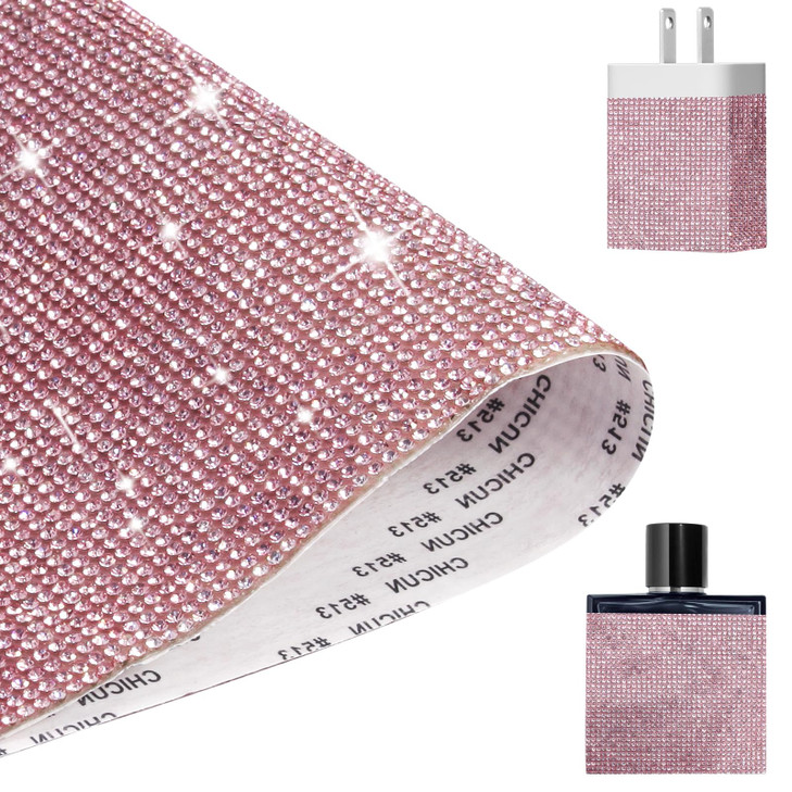 Coufce Pink 9.4 x 7.9 Inch Rhinestone Sheets