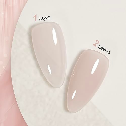 GAOY Jelly Nude Gel Nail Polish, 16ml Sheer Translucent Soak Off Gel Polish, UV Light Cure for Nail Art DIY, 1524 Milk