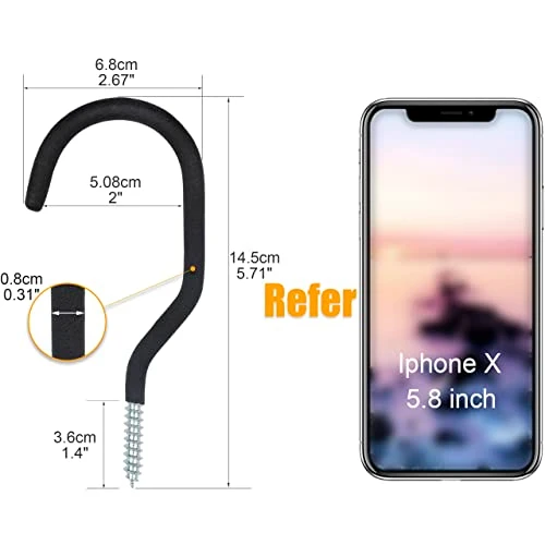 KURUI Road Bike Hooks for Garage Wall, 6 Pack Heavy Duty Bicycle Hangers for Hanging, Wall Mount Bicycle Storage for