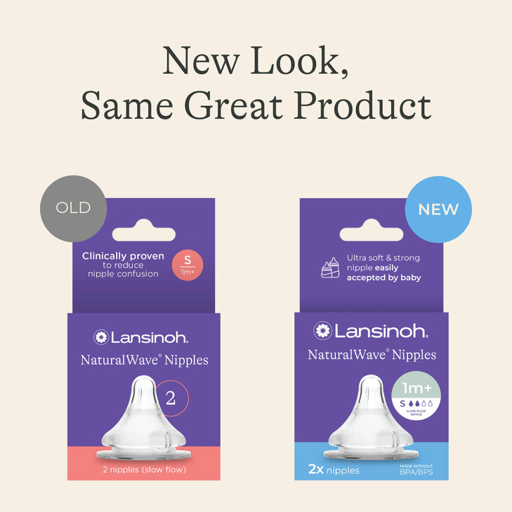 Lansinoh NaturalWave Baby Bottle Nipples  100% Soft, Durable Silicone, Made Without BPA BPS, Anti-Colic, Supports
