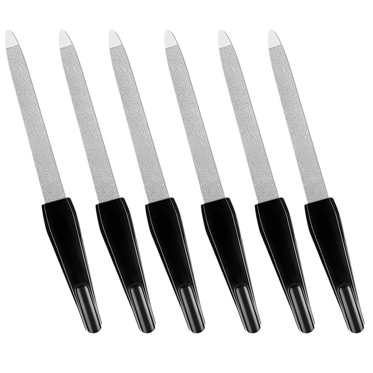 Metal Nail Files Made of Stainless Steel with Sharp Pointed Tip Non Slip Handle, Double Sided Sapphire Grit for