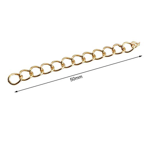 NX Garden Tail Extender Chain 100PCS Golden 50 x 4mm Chain Extension Tails for DIY Jewelry Making