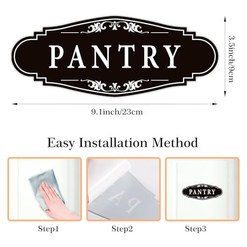 Pantry Door Sign Sticker for Kitchen, 9x3.5IN Self-adhesive Black