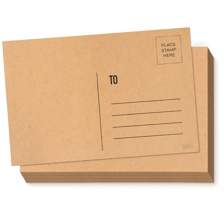 Sweetzer & Orange Blank Postcards for Mailing. 60 Kraft 4x6 Plain Message Sheets, Unwritten Mailable Sheet Set. Make
