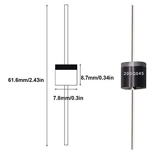 Tnisesm 20 Pcs 20SQ045 20A 45V Schottky Blocking Diode, Rectifiers Diode,Diode Axial Kit for Solar Panel