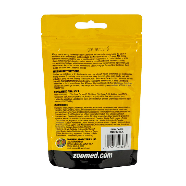 Zoo Med Tropical Fruit Flavor Crested Gecko Food for Crested Geckos 2 oz