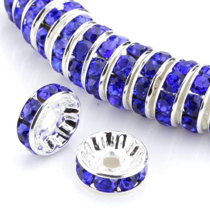 Allb 100Pcs Rondelle Spacer Beads 4mm Silver Plated Czech Crystal Rhinestone for Jewelry Making Loose Beads for