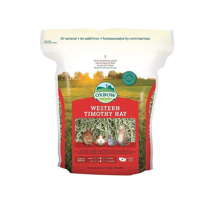 Oxbow Western Timothy Hay, Rabbit & Guinea Pig Hay, High Fiber, USA, 15 oz