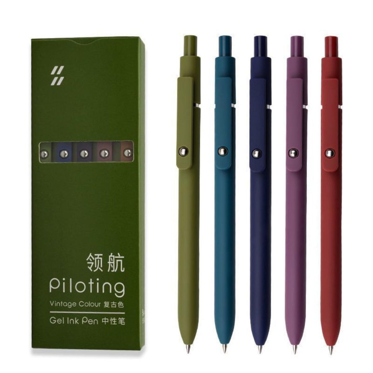 Toshine Aesthetic Smooth Writing Black Gel Ink Pens for Office Retractable Quick Dry Fine Point 0.5mm 5pcs
