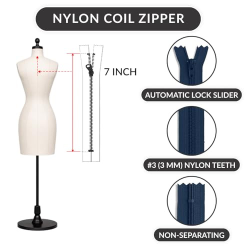 Nylon Coil Navy Zipper 7 inch Zip 7" for Sewing Craft