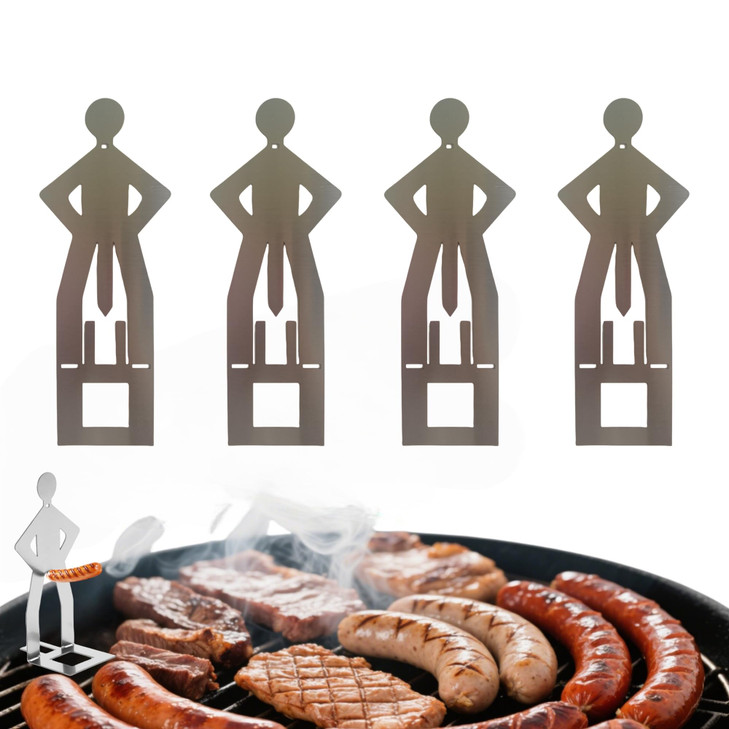 4 or 6 PCS Funny Hot Dog Holder and Sausage Stand-Hot Dog Grill Holder Man-Standing Man Sausage Barbecue Rack-Portable
