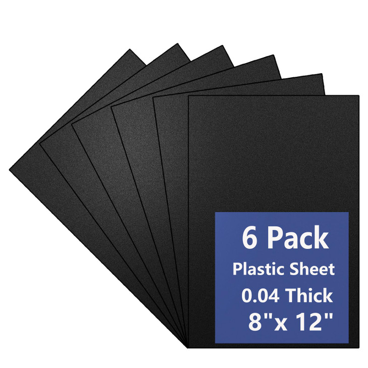 6 Pack Black Plastic Sheet 8x12x0.04 in Flexible High Tensile Plastic Sheets Black Plastic Panel for DIY Materials