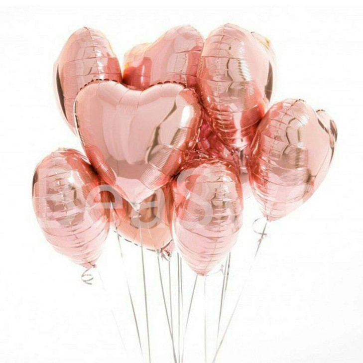AnnoDeel 20 pcs Rose Gold Heart Balloons, 18inch Heart shaped foil Love Balloons for Wedding Decoration Party Balloon