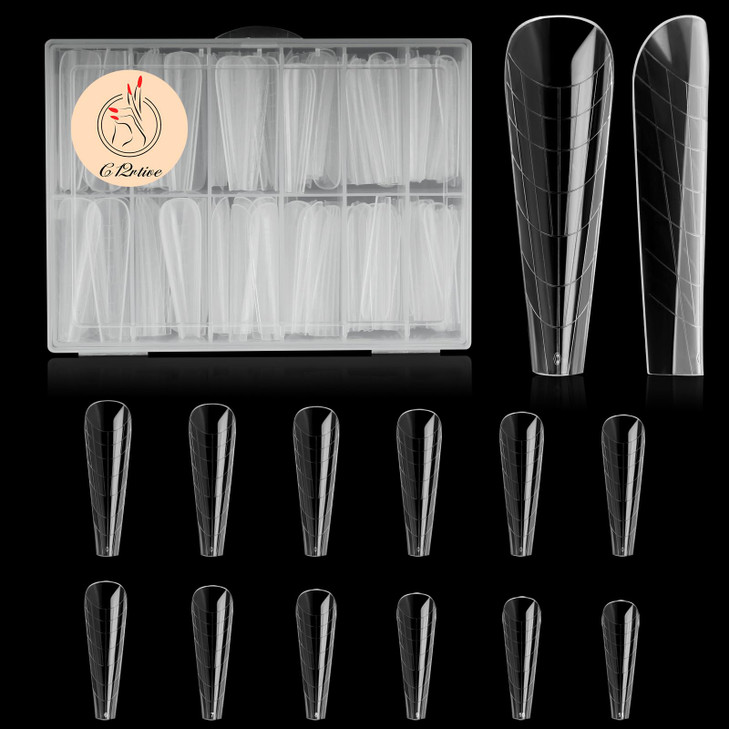 C12rtive 120Pcs Dual Nail Forms,Upper Arched Extension Poly nail gel Nail Forms Full Cover Reusable Nail Molds 12