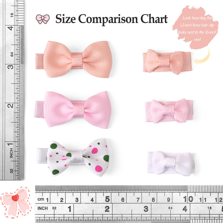 CÉLLOT 40pcs Mini 1.2" Grosgrain Ribbon Snap Clips - Tiny Fine Thin Hair Bows in Pairs for Baby Girls, Toddlers, and