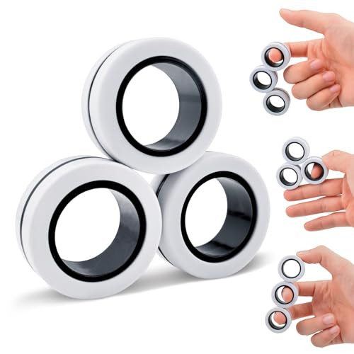 Cevioce 3 PCS Magnetic Rings Fidget Toys Set for Adults Boys Teens,ADHD Anxiety Fidget Spinner Magnetic Ring,Coolest