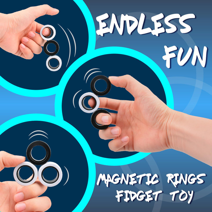 Cevioce 3 PCS Magnetic Rings Fidget Toys Set for Adults Boys Teens,ADHD Anxiety Fidget Spinner Magnetic Ring,Coolest