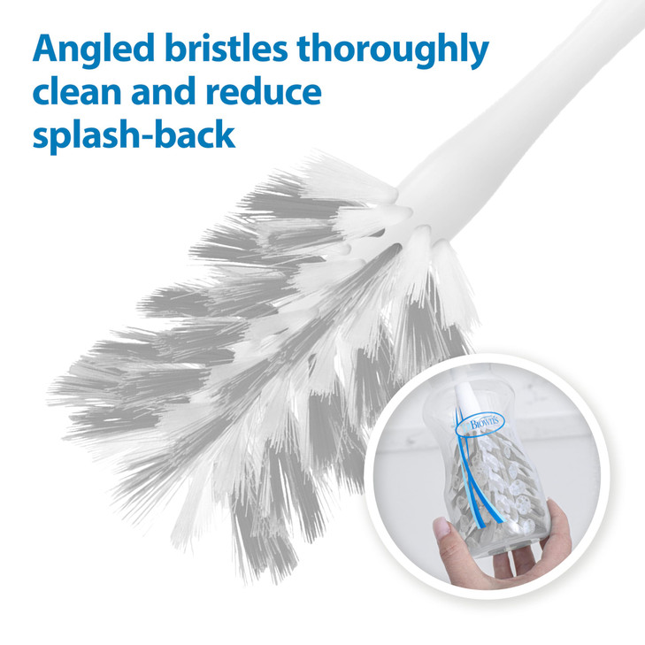 Dr. Brown's Deluxe Bottle Brush for Cleaning Baby Bottles, Nipples, and Sippy Cups with Suction Cup Stand and Vent