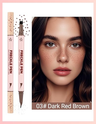 Erinde 2-In-1 Dual-Ended Freckle Pen & Freckle Stamp, Waterproof Freckles Makeup Kit with Precise Curved Tip for