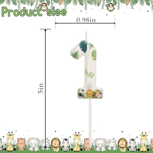 FAMGift Wild Animal Number 1 Candle for Boys Girls, Wild One Cake Topper, First Birthday Decorations for Boy Girl,