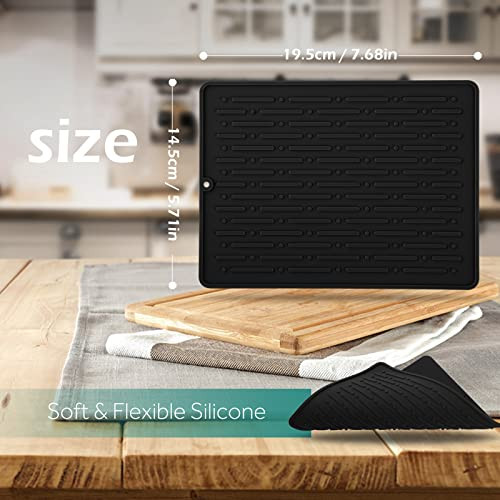 GeeRic Dish Drying Mats, Heat-resistant Silicone Mat for Kitchen Counter, Non-Slip Dish Dry Mat Dishwasher Safe Small,