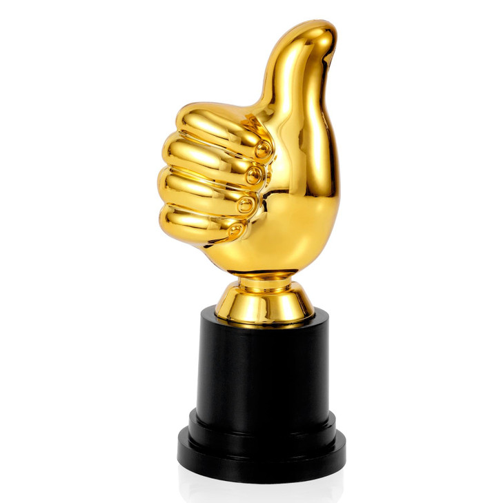 Gosknor Golden Thumbs Up Trophy, 13cm/5.12in Engraving Funny Plastic Winner Award Status Sculpture for Celebrations