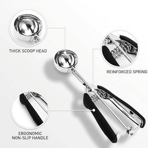Ice Cream Scoop, 18/8 Stainless Steel Cookie Scoop, Cookie Scoops for Baking, 2 Tbsp/ 30 ml/ 1 oz Cookie Dough Scoop,