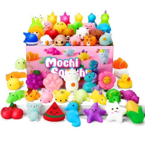 JOYIN Mochi Squishy Toys Set, Random 25 Pack Mini Squishy Mochi, Party Favors for Kids, Kawaii Stress Relief Toys,