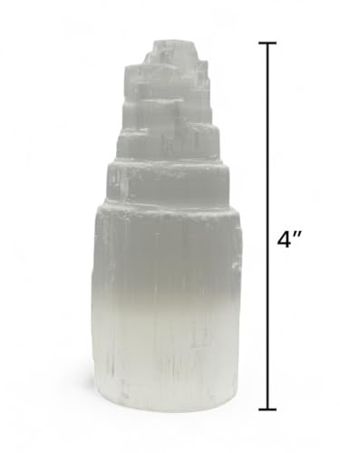 Pachamama Essentials Selenite Tower 4" Tall Skyscraper Healing Crystal Stone Reiki Meditation Energy Protection