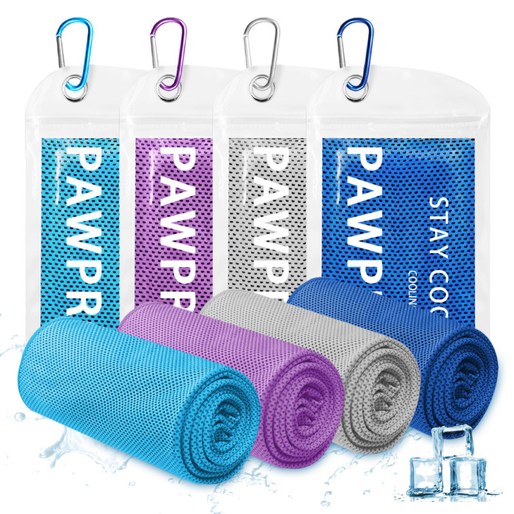 PAWPRO 4 Packs Soft Breathable Cooling Towels for Neck and Face(40"x12")