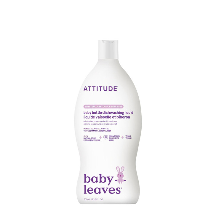 ATTITUDE Baby Bottle & Dish Soap, EWG Verified Bottle Cleaner, Dye Free, Removes Milk Residue & Grease, Vegan, Sweet