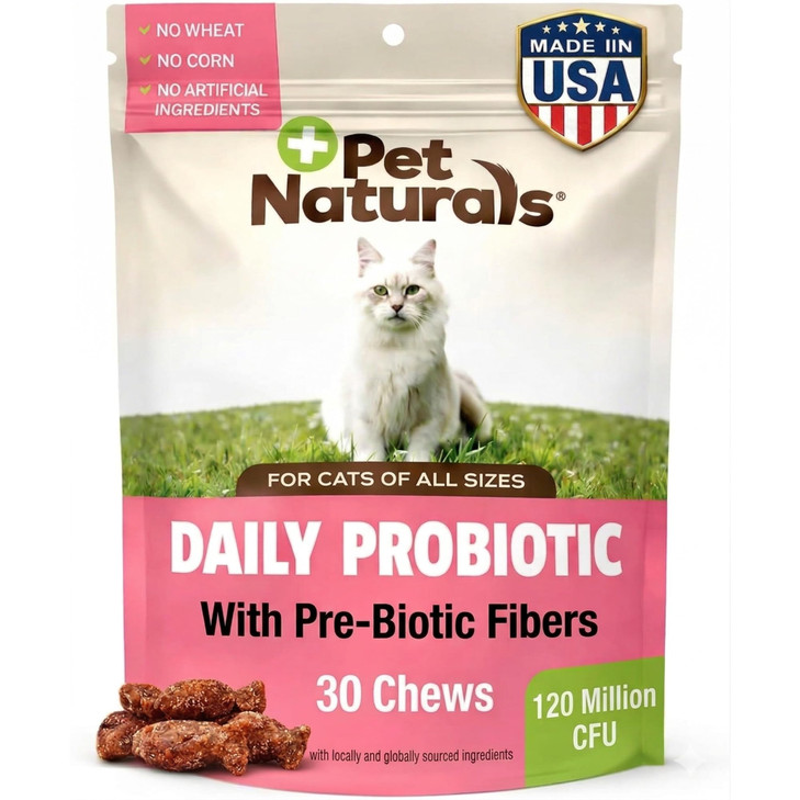 Pet Naturals Daily Probiotic Soft Chews for Cats, Digestive and Immune Support Supplement, 100 Million CFU Per Chew,